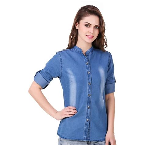 Buy Shriya Fashion Light Full Sleeve CHINES Women Denim Shirt | Girls ...
