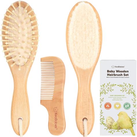 Amazon.com : Baby Hair Brush and Comb Set for Newborn - Wooden Baby ...