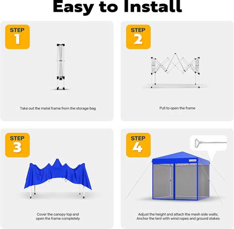 VIVOHOME 8x8ft Easy Pop-Up Screen Tent, Outdoor Canopy Tent with ...
