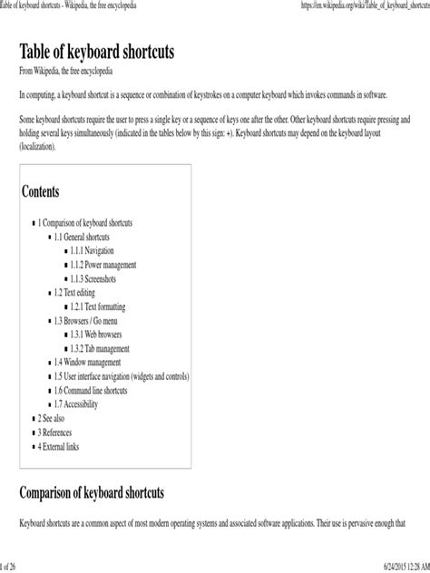 Table of Keyboard Shortcuts - Wikipedia, The Free Encyclopedia | PDF | Keyboard Shortcut ...
