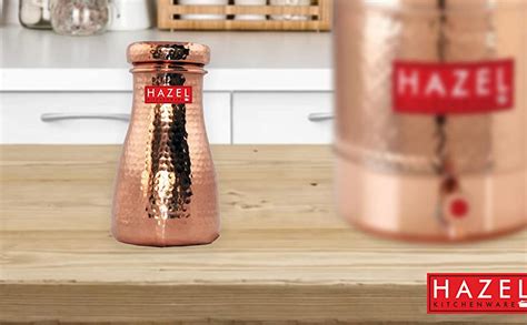 Hazel Copper Carafe Water Bottle 650 ml with Glass : Amazon.in: Home ...