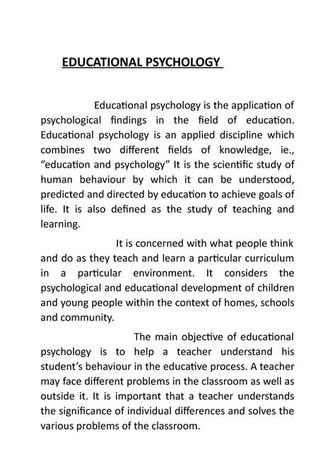 Chapter 2 Educational Psychology - EDUCATIONAL PSYCHOLOGY Educational ...