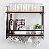 MBQQ Rustic Wall Mounted Wine Racks with 5 Stem Glass Holder,23.6in ...