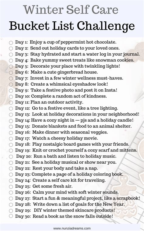 Winter Bucket List Self Care Challenge + Checklist! - NunziaDreams ...