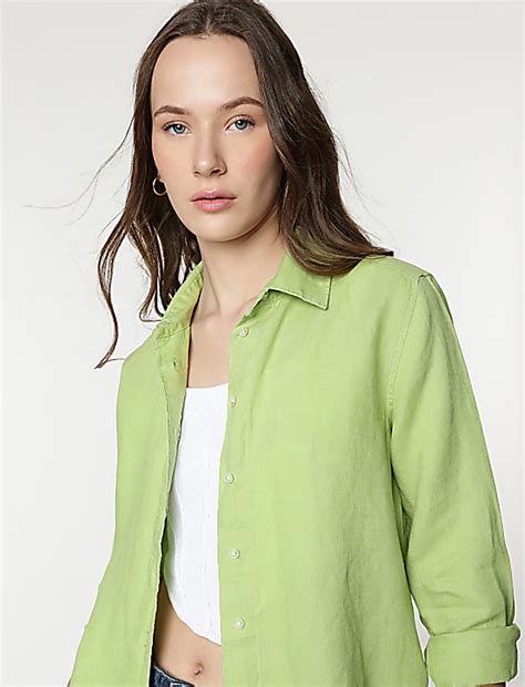 Buy Pure Linen Spread Collar Shirt at Marks & Spencer