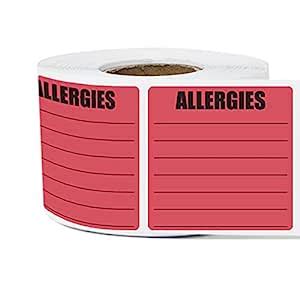 1 Roll - Allergies Warning Label for Food Allergy Warning 2" x 2" - 300 ...