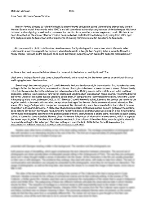 SOLUTION: How does hitchcock create tension the film psycho directed by ...