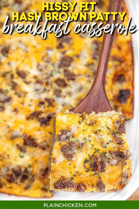 Sausage Hash Brown Patty Breakfast Casserole - Plain Chicken