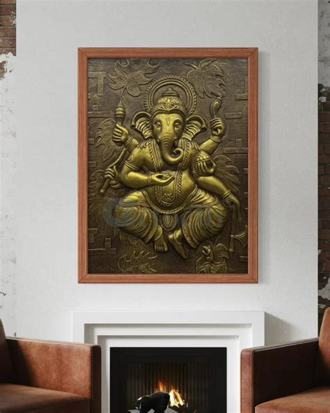 Buy 4x3 Feet Dancing Ganesha 3D Relief Mural Wall Art Online - Artociti