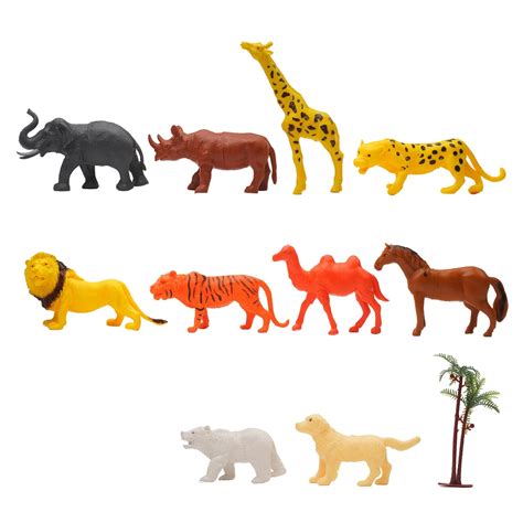 ToyMagic Animal Set 12Pcs - Wild Animal Figures (10 pcs) with ...