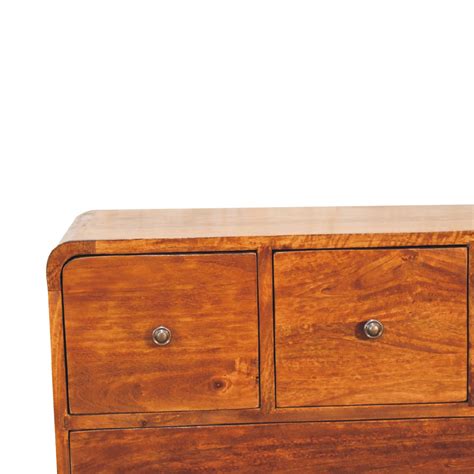3 over 2 Curved Chestnut Chest - ArtisanFurniture.in