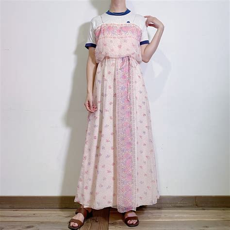 70s pink flower printed cami dress | LEMON