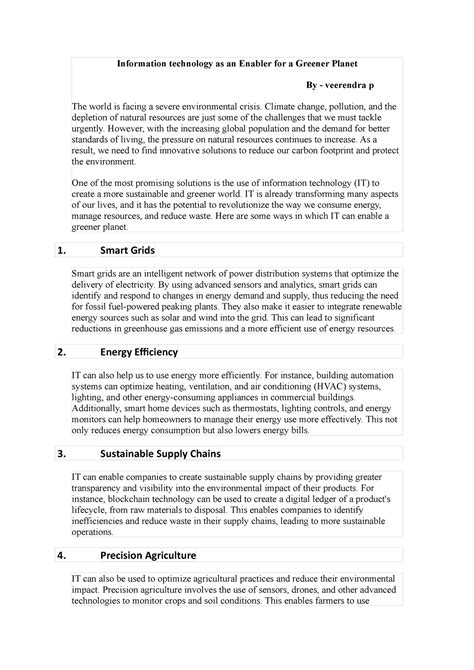 Information technology as an Enabler for a Greener - Climate change ...