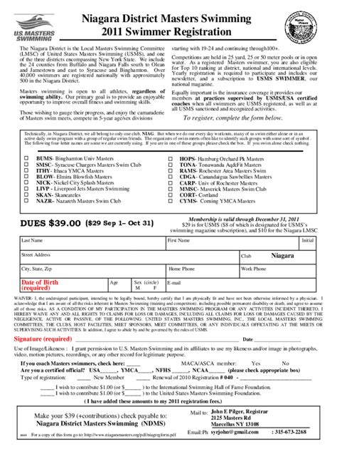 Fillable Online Records - Niagara District Masters Swimming Fax Email ...