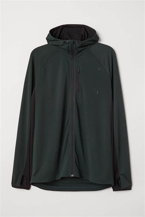 Hooded running jacket - Dark green - Men | H&M IN