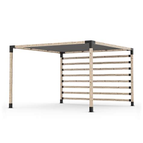 Toja Grid Black Pergola Hardware kit 12x12ft w 4x4 Post Wall w shade ...