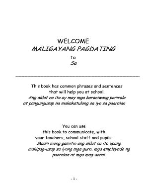 Fillable Online ealhighland org WELCOME MALIGAYANG PAGDATING ...