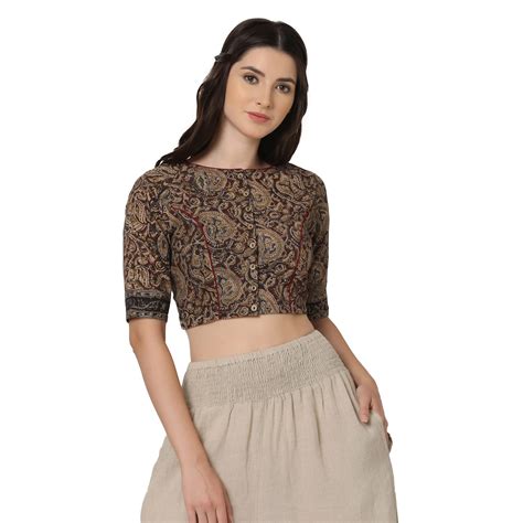 Amazon Brand - Anarva Hand Block Printed Kalamkari Non Paded Cotton ...