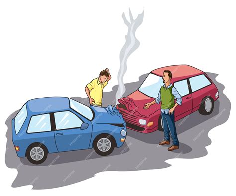 Premium Vector | Illustration showing car crash with two people ...