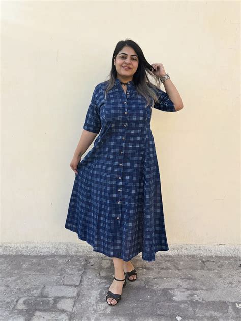 Neel Rekha Hand Block printed A Line Maxi Shirt Dress – Kasaa Hues
