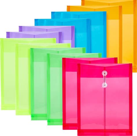 Buy FANWU 12 Pack Assorted Colors Plastic Envelopes Poly Envelope ...
