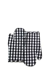 HOMEFLY Black & White Checked Design Cotton Micro Oven Hand Gloves ...