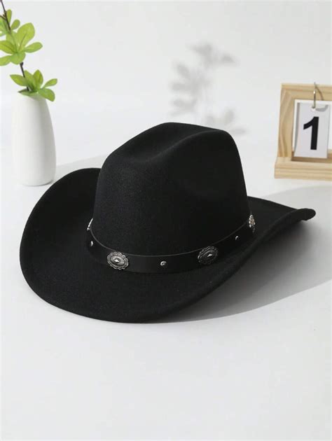 1pc Unisex Sequin Belt Decor Boho Ridge Cowgirl Hat Beach Hat Panama ...