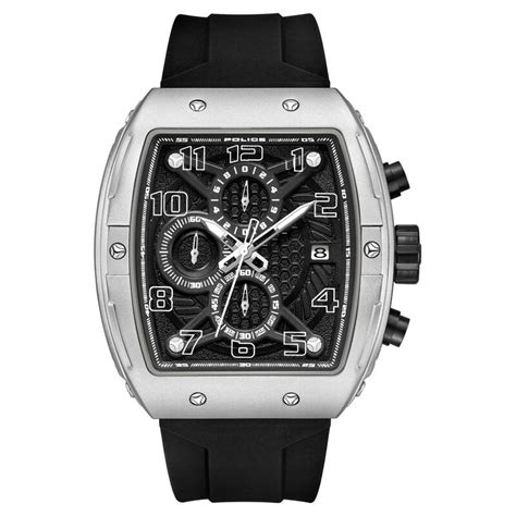 Buy Online Police Chronograph Black Dial Black Color Silicone Strap ...