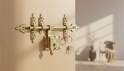 Brass Manichitrathazhu Door Lock | Traditional Kerala Lock with Rod ...