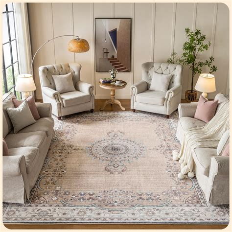 Amazon.com: Istana Bedroom Rugs 9x12 - Beige Area Rugs - Foldable Big ...