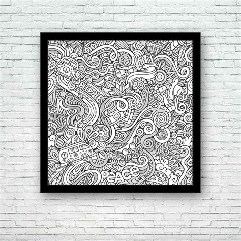BOXD Hippie Style Cartoon Doodles D1 Painting Poster Black Frame 13 X ...