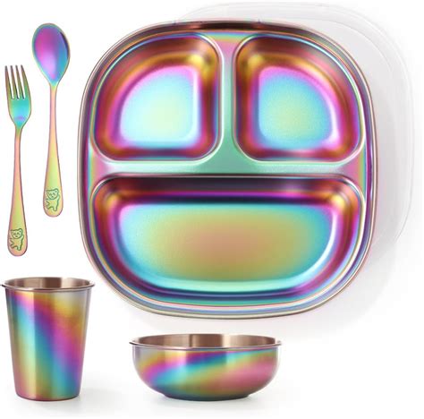 Aieve Stainless Steel Toddler Plates and Bowls Set, India | Ubuy