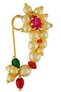 Buy HOPE GEMS & jEWELS 18K Yellow Gold and Pearl Maharashtrian Clip ...