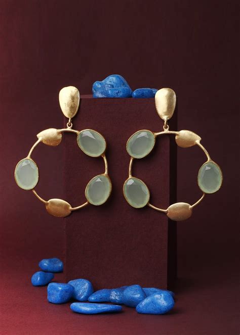 Get Gold-Plated Hoops with Semi Precious Stones at ₹ 1746 | LBB Shop