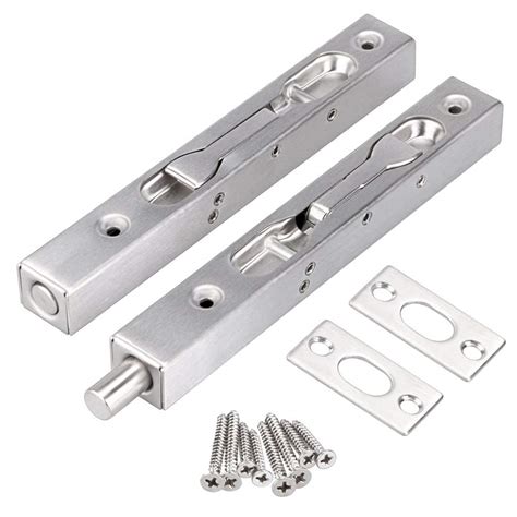 Buy 2pcs Door Flush Bolt Guard Concealed Slide Bolt Lock, 6 inch Door ...