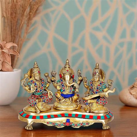 Buy Amazon Brand - Umi Brass Lakshmi Ganesha Saraswati Statue Idol for ...