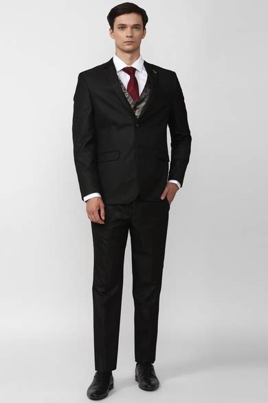 Buy Men Black Solid Slim Fit Party Three Piece Suit Online - 898794 ...