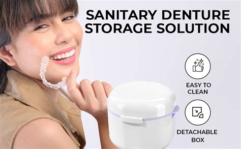 HASTHIP® Denture Case, Denture Bath Case Cup Box Holder Storage Soak ...