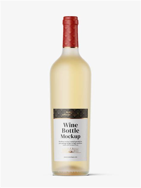 Frosted white wine bottle mockup - Mockups Design