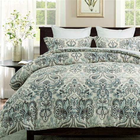 Amazon.com: Finlonte Queen Comforter Set, Damask Paisley Ethnic ...