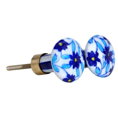 Drax Set of 2 Door Drawers Knobs in Ceramic Blue Pottery : Amazon.in ...