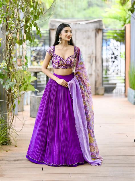 Purple Pure Tissue Silk Lehenga – myRiti