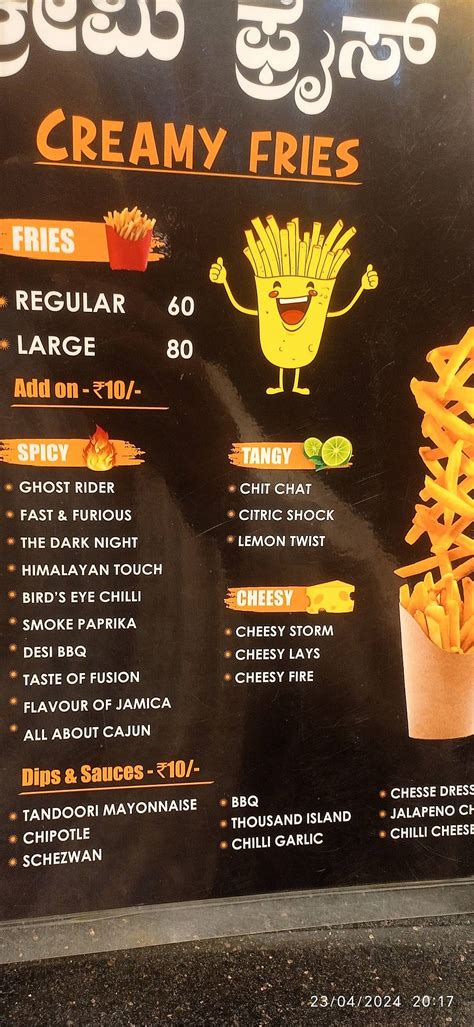 Menu at Bell bar, Bengaluru