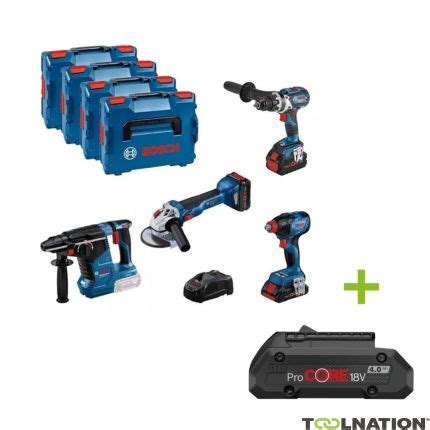 Bosch Professional 0615990N32 Combiset 18V 4 machines 1x 4.0Ah 2x 5.5 ...