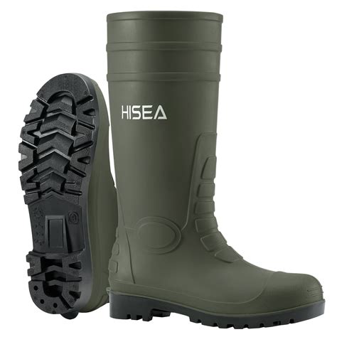 HISEA Men's Rain Boots with Steel Shank, Waterproof Rubber Protective ...