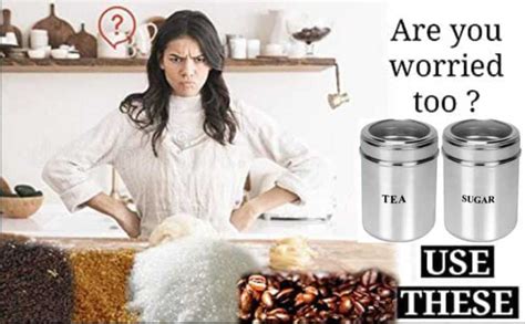 Buy VISAXMI Stainless Steel Tea Sugar Containers Set of 2 With See ...