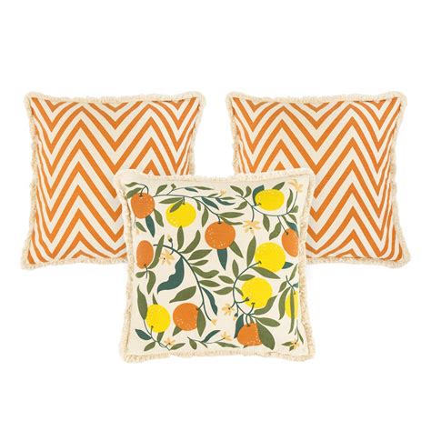 Chumbak Tropical Fruits Fringe Cushion Cover Set : Amazon.in: Home ...