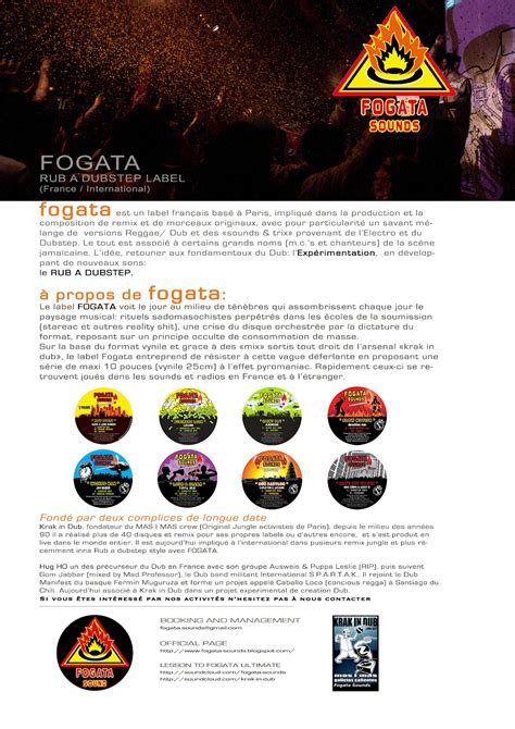 FOGATA Rub A Dubstep Label: About FOGATA French / English