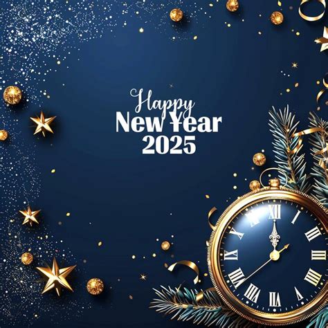 Szczęśliwego nowego roku 2025 z błyszczącym światłem i zegarem ...