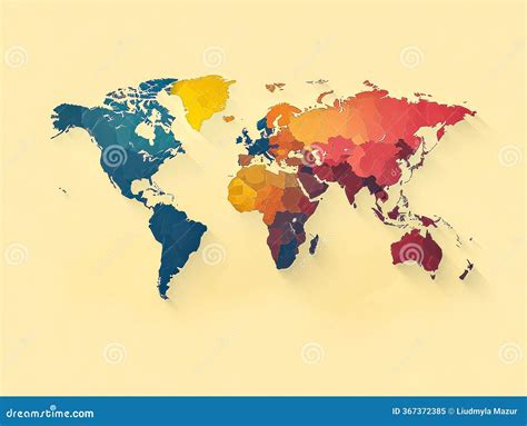 Colorful World Map With The Continents Of Africa, Asia, Europe Royalty-Free Stock Photography ...
